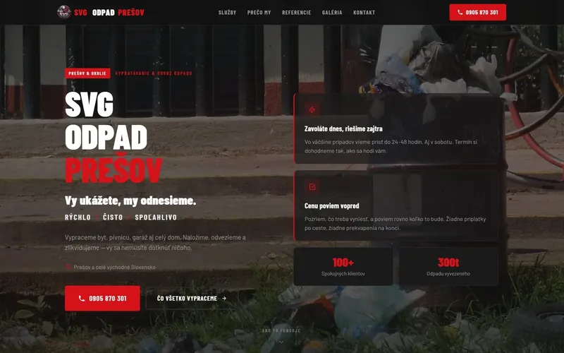 Ukážka webu svgodpad.com – SVG Odpad Prešov